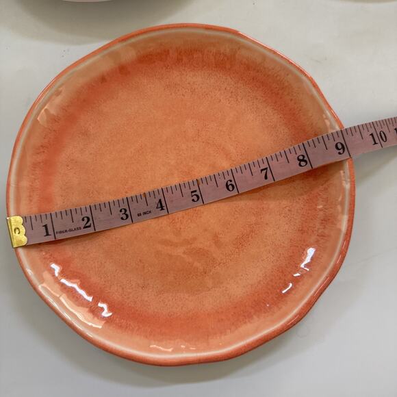 5 Sur‎ La Table Melamine Salad Dessert Plates CORAL Pink Summer Beachy - Picture 6 of 9